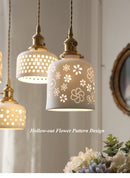 Axyaa Nordic Ceramic Pendant Ceiling Light, Modern Brass Socket Hanging Lamp
