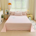 Axyaa Green Check Raw Cotton Double Bed Sheets Set Queen/King Flat Top Full Cover