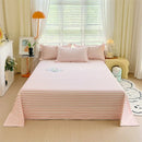 Axyaa Green Check Raw Cotton Double Bed Sheets Set Queen/King Flat Top Full Cover