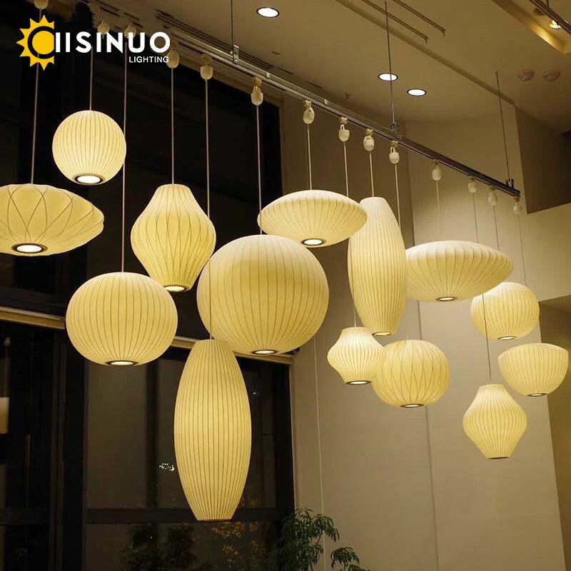 Axyaa Silk Cloth Pendant Chandeliers for Dining Room and Kitchen