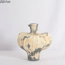 Axyaa Sandstone Ceramic Vase with Artificial Flowers for Desk and Home Decoration