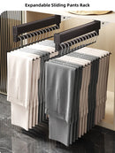 Axyaa Sliding Pants Rack: Aluminum Wardrobe Organizer, Wall-mounted Collapsible Clothes Holder