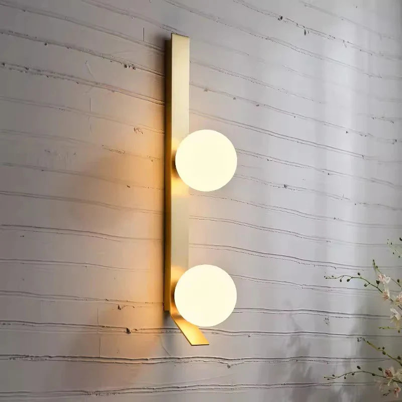 Axyaa Glass Ball Nordic Wall Lamp: Modern, Minimalist, All Copper for Living Room, Bedroom