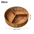 Axyaa Round Handwoven Rattan Basket with 3 Grids, 21/25/28cm