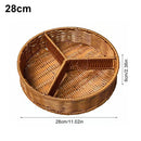 Axyaa Round Handwoven Rattan Basket with 3 Grids, 21/25/28cm