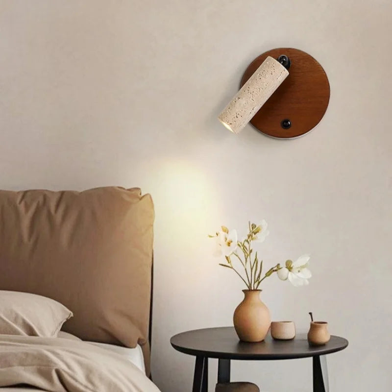 Axyaa Wabi Sabi LED Wall Sconce Yellow Travertine Bedside Lamp