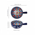 Axyaa Hand-Painted Ceramic Salad Bowl with Handle - Microwave & Oven Safe