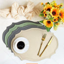 Axyaa Oval Faux Leather Placemats Set for Kitchen Outdoor Indoor Party Table Decor