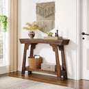 Axyaa Farmhouse 2-Tier Wood Console Table: Rustic Entryway Sofa Table