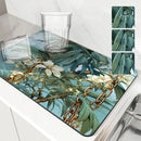 Tropical Palm Drying Mat by Axyaa: Absorbent Anti-Slip Coffee Mat & Table Placemat