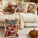 Axyaa Floral Cotton Linen Throw Pillowcase - 45x45 Jacquard Cushion Cover