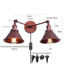 Axyaa Industrial Vintage LED Wall Light - 2 Heads Gold Loft Iron Lamparas De Pared