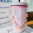 Axyaa Pink Flower Cup Holder Chain for Stanley Accessories, 6-10cm Cup Mouth
