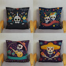 Colorful Day of the Dead Skull Pillows Pattern Cushion Cover by Axyaa for Sofa Bedroom Car