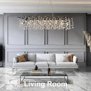 Axyaa Modern Black Branch Rectangular Raindrop Chandelier, G9 Base Tri Color Light