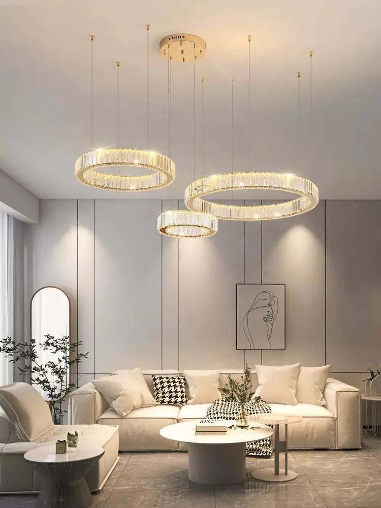 Axyaa Crystal Chandeliers: Luxury Villa Staircase LED Lighting