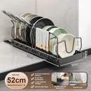 Axyaa Sliding Pot Lid Holder Rack Adjustable Under Cabinet Organizer Shelf