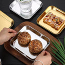 Axyaa Stainless Steel Square Tray Plate for Food Cake Fruit, Creative Snack Dishes