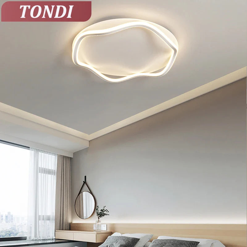 Axyaa Round LED Ceiling Light with Remote Control, Dimmable Chandelier for Living Room