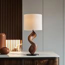 Axyaa Medieval Wooden LED Art Table Lamp for Living Room Study Homestay