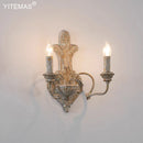 Axyaa Vintage Wooden Wall Lamp with 2 Lights for Bedroom, Loft Interior Wood Lighting Fixture