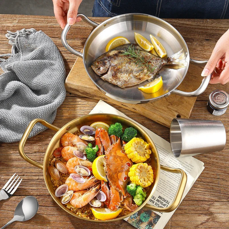 Axya Golden Army Hotpot: Thickened Double Ear Frying Pan Rice Pot & Seafood Dry Pot