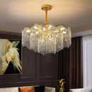Axyaa Gold Crystal Chandelier for High Ceiling Villa Décor