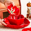 Axyaa Tomato-Shaped Ceramic Tableware Set