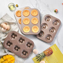Axyaa 6 Hole Non-Stick Baking Tray Carbon Steel Cake Mold - DIY Cartoon Donut Pan