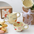 Axyaa Hand Pinched Irregular Flower Ceramic Coffee Mug, Korean Style Tea Cup