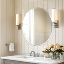 Axyaa Beveled Silver Edge Round Wall Mirror - Frameless Decor Mirror