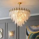 Axyaa Glass Chandelier: Luxury Pendant Lamp for Living Room Lighting