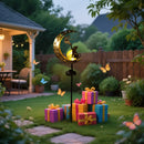 Axyaa Cat Moon Solar Lamp: Outdoor Iron Garden Light, Auto On/Off, Waterproof Yard/Patio Decor