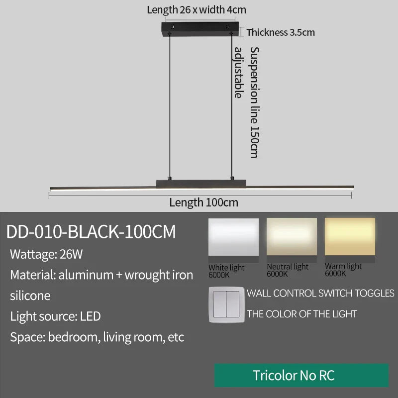 Axyaa Black Gold Chandelier: Modern Living Room Pendant Light with Phone APP Dimming