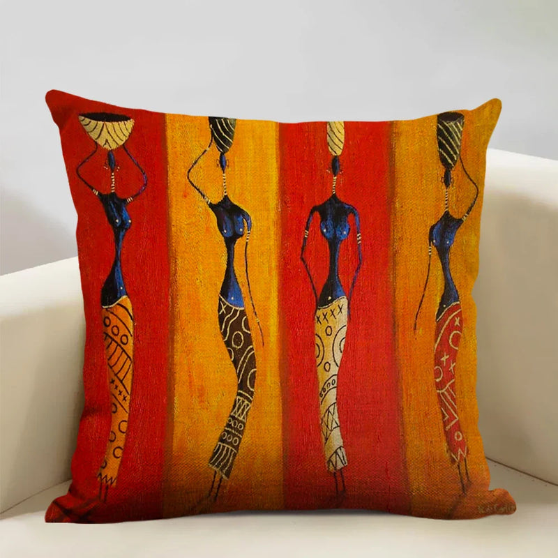 Axyaa African Oil Painting Sofa Pillow Case - Unique Living Room Decor