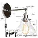 Axyaa Red Bronze LED Wall Lamp with Pull Chain Switch and Clear Glass