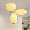Axyaa Silk Cloth Minimalist Pendant Light White Design Nelson Lamp