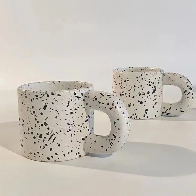 Axyaa Ceramic Mug with Ring Handle - Nordic Style Porcelain Coffee Cup