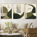 Boho Green Geometry Canvas Painting by Axyaa - Islamic Calligraphy Wall Art