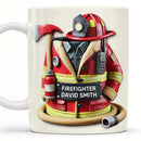 Axyaa Custom Firefighter Name & Badge Ceramic Mug - 11oz Porcelain