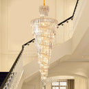 Axyaa Gold Crystal Pendant Chandelier for Duplex Building Staircase