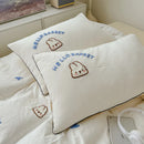 Axyaa Cute Bread Rabbit Embroidery Bedding Set, Soft Single/Double Duvet Cover & Pillowcases