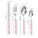 Axyaa Ceramic Pearl Handle Stainless Steel Cutlery Set
