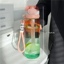 Axyaa 750ML Gradient Straw Water Bottle: Leak-proof, Portable for Sports, Gym, Camping