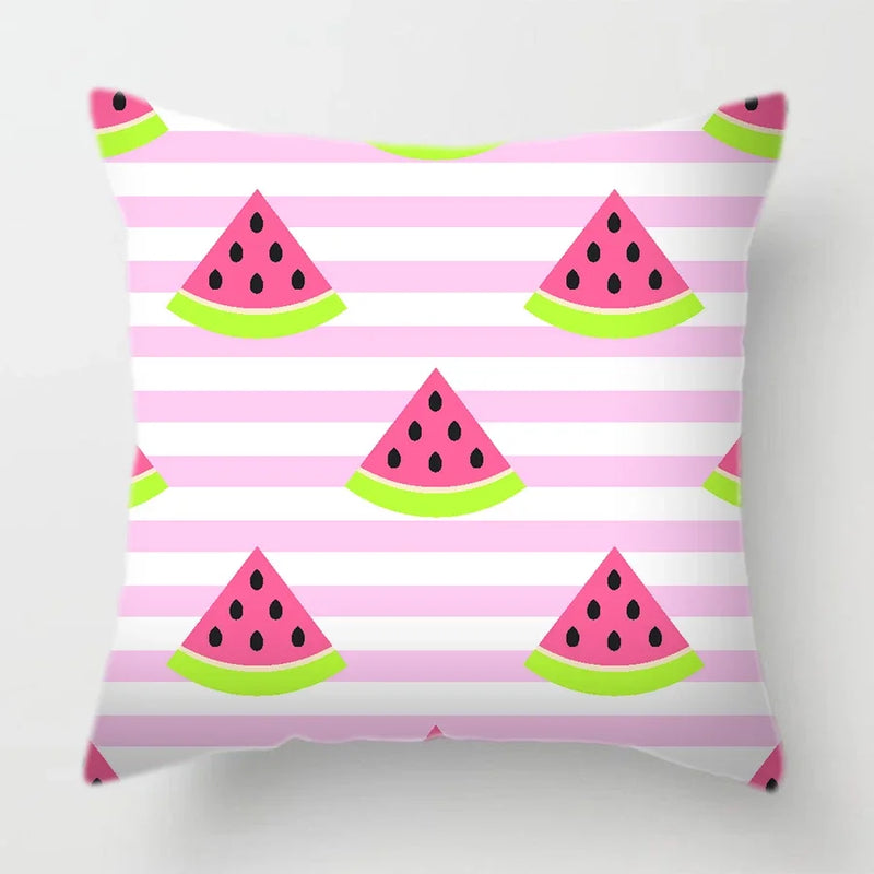 Axyaa Tropical Fruits Cushion Cover Watermelon Pineapple Decorative Pillow Case