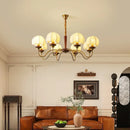 Axyaa Vintage Chandelier Bedroom Living Room Light Solid Wood Fabric Lampshade