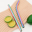 Axyaa Stainless Steel Wide Bent Straw Set with Cleaning Brush