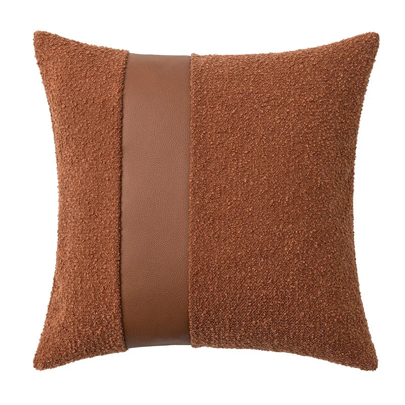Faux Leather Textured Accent Pillow Cover in 9 Colors by Axyaa