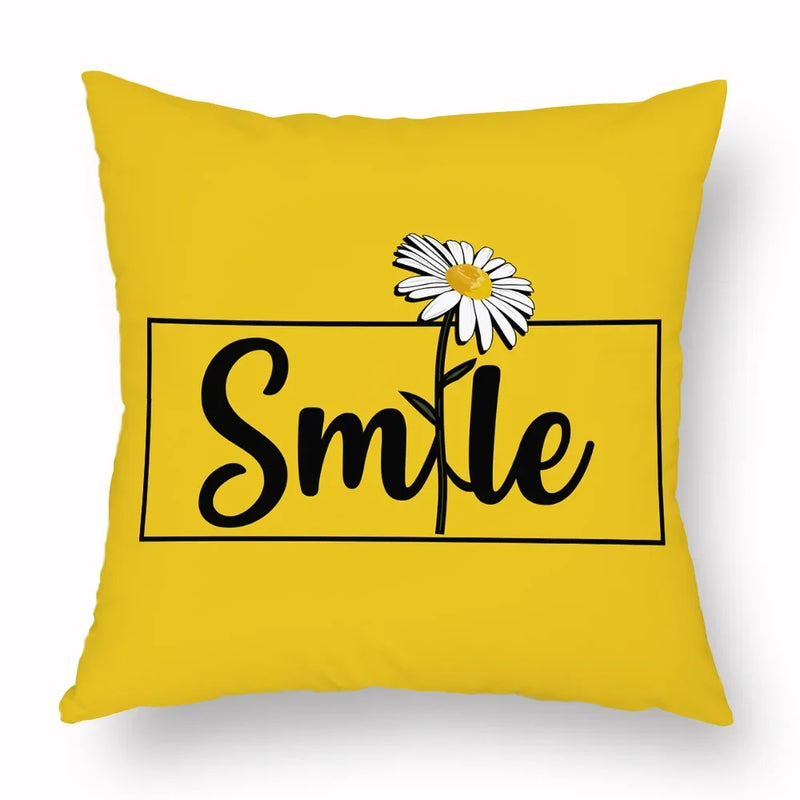 Axyaa Yellow Daisy Peach Skin Pillowcase