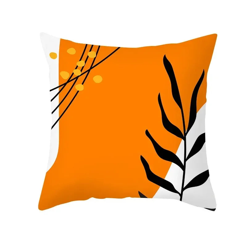 Axyaa Yellow Orange Abstract Geometry Print Pillow Cover 45x45cm